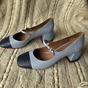 Anthropologie Vicenza Colorblock Mary Jane Heels, Size 39, Blue